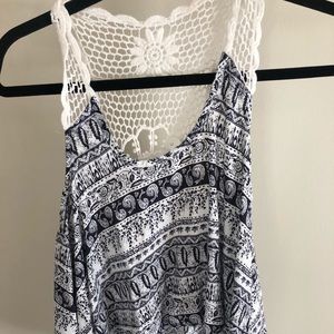 White and Blue Patterned Tank